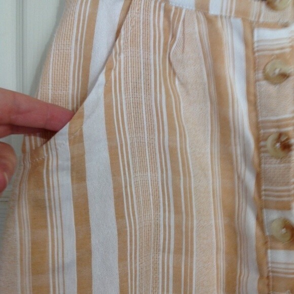 LOTTIE MOSS PACSUN Tan White Striped Button Front Mini Skirt Lined NWT X-Small - Picture 4 of 11